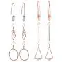 Ofeiyaa 6 Pairs Curved Threader Drop Earrings Round Hoop Earring Bar Arrow Drop Teardrop Double Wave Dangle Earrings for Women Men Rose Gold Silver