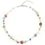 SUVANI Venetian Murano Glass Bead Multi-Colored Millefiori Flower Round Disc Necklace, 16-18 inches