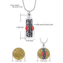 constantlife Cremation Jewelry for Ashes Crystal Stainless Steel Cylinder Urn Pendant Memorial Necklace Keepsake for Women/Men