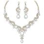 CSY Luxury Teardrop Crystal Necklace Earrings Womens Rhinestone Bridal Wedding Party Costume Jewelry Sets for Brides