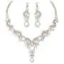 CSY Luxury Teardrop Crystal Necklace Earrings Womens Rhinestone Bridal Wedding Party Costume Jewelry Sets for Brides CSY Luxury Teardrop Crystal Necklace Earrings Womens Rhinestone Bridal Wedding Party Costume Jewelry Sets for Brides