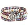 YGLINE Boho Handmade Natural Stone Bead 3 Row Wide Wrap Wrist Statment Bracelet Jewelry Collection