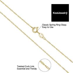 Kooljewelry Yellow Gold Plated Sterling Silver 1 mm Twisted Curb Chain Necklace