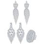 Finrezio 3 PCS Silver Tone Chandelier Earrings Oval Ring Set for Women Prom Long Rhinestone Dangle Earrings Crystal Costume Jewelry Set