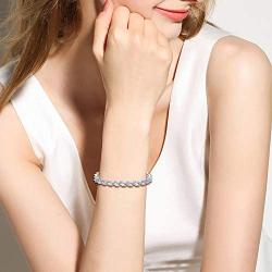 EVER FAITH Glamorous Cubic Zircon Wedding 2 Layers Small Leaf Roman Tennis Bracelet for Brides