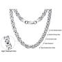 WESTMIAJW Mens Stainless Steel Silver Gold Jesus Cross Pendant Necklace Chain Bracelet Set Jewelry 45/50/55/60/65/70/75cm