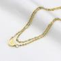 Joycuff Initial Anklets for Women Her 18K Gold Plated Cute Dainty Delicate Tiny Two Layer Stainless Steel Heart Charm Anklet Bracelet Personalized Handmade Engraved Alphabet Letter Beach Jewelry