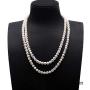 JYX Pearl Long Sweater Necklace Gorgeous Genuine 7.5mm Natural Near Round White Freshwater Pearl Necklace for Women 50''