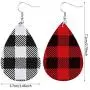 16 Pairs Christmas Plaid Dangle Earrings Faux Leather Dangle Earrings Long Plaid Earrings for Women Girls Favors (White and Black, Red and Black)