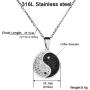 Yin Yang necklace Surgical Stainless Steel Chinese Taiji Bagua Jewelry with Diamond Eight Diagrams