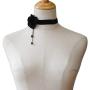 Haloty Vintage Black Flower Choker Necklace Halloween Crystal Pendant Hollow Adjustable Necklace Chain Jewelry for Women and Girls