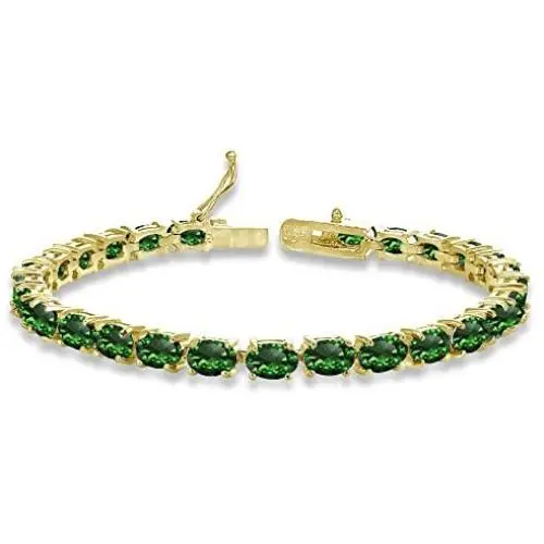 Sterling Silver Genuine, Created or Simulated Gemstone Oval-cut Tennis Bracelet… Sterling Silver Genuine, Created or Simulated Gemstone Oval-cut Tennis Bracelet…