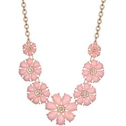 Lux Accessories Pave Flower Bib Statement Floral Chain Necklace