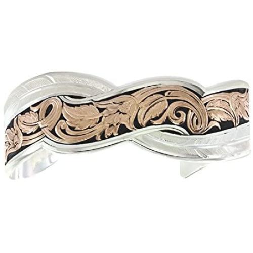 Montana Silversmiths Womens Two Tone Sweeping Cuff Bracelet Pink One Size