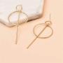 Big Double Circle Bar Hoop Dangle Earrings for Women Girls, Gold Simple Round Gold Fashion Jewelry