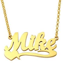 YINSHIFU Name Necklace Personalized Name Plate Pendant Necklace with Heart in 18K Gold Plated