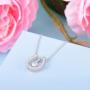ACJNA 925 Sterling Silver Lucky Horseshoe with CZ Cute U Pendant Necklace Women Jewelry Set