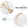 Acedre Boho Gold Maple Choker Necklace Heart Pyramid Layered Pendant Necklace Chains Egyptian Pharaoh Beach Adjustable Jewelry Accessory for Women and Girls