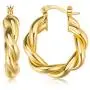 Twisted Hoop Earrings 14K Gold Plated 925 Sterling Silver Post Chunky Hoop Earrings Lightweight High Polished Hoops Jewelry Gift for Women and Gi