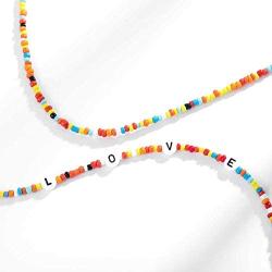 Aetorgc Boho Layered Choker Necklace Chain Love Necklaces Multi Color Beaded Necklace Jewelry for Women and Girls