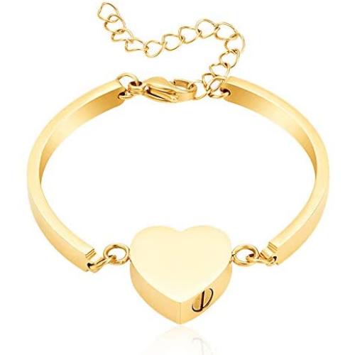 constantlife Cremation Bracelet for Ashes Memorial Jewelry Stainless Steel Heart Shape Urn Pendant Chain Ashes Holder Funeral Keepsake