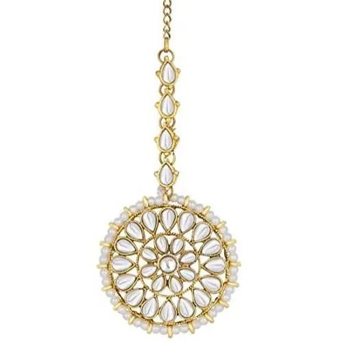 Aheli Elegant Bollywood Wedding Party Wear Faux Kundan Colour Stone Studded Maang Tikka Headpiece Ethnic Fashion Indian Jewelry for Women Aheli Elegant Bollywood Wedding Party Wear Faux Kundan Colour Stone Studded Maang Tikka Headpiece Ethnic Fashion Indian Jewelry for Women