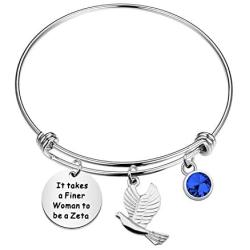 HOLLP 1920 Sorority Navy Jewelry It Takes A Finer Women to Be A Zeta Pigeon Bracelet Greek Sorority Inspired Gift for Finer Women