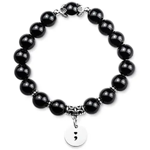 Semicolon Bracelet Mental Health Awareness Gift Suicide Prevention Awareness Depression Awareness Obsidian Bead Bracelet Semicolon Jewelry Semicolon Bracelet Mental Health Awareness Gift Suicide Prevention Awareness Depression Awareness Obsidian Bead Bracelet Semicolon Jewelry