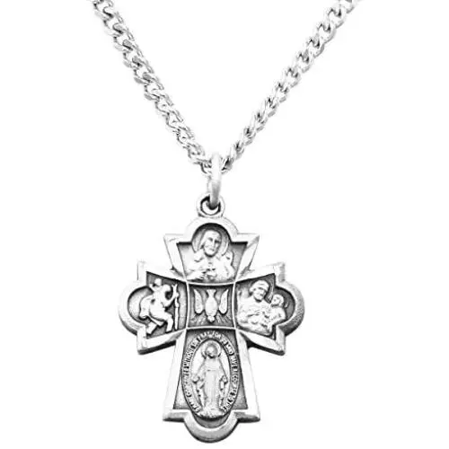 Rosemarie Collections Small Religious Four Way Cross Pendant Necklace 18'' Rosemarie Collections Small Religious Four Way Cross Pendant Necklace 18''