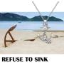SEIRAA Anchor Pendant Necklace Refuse to Sink Necklace Sailor Gift Nautical Jewelry Inspirational Gift for Boyfriend Girlfriend