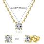 Howoo 14K Gold Plated Dainty Necklaces and Stud Earrings Set Cubic Zirconia Pendant Necklace Gold Earrings for Women Girls Gift