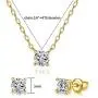 Howoo 14K Gold Plated Dainty Necklaces and Stud Earrings Set Cubic Zirconia Pendant Necklace Gold Earrings for Women Girls Gift Howoo 14K Gold Plated Dainty Necklaces and Stud Earrings Set Cubic Zirconia Pendant Necklace Gold Earrings for Women Girls Gift