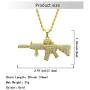Holibanna 2pcs Hip Hop Rhinestone Necklace Ak47 Pendant Personalized Necklace Punk Golden Chain Jewelry Accessories Gift for Men Women with Random Chain
