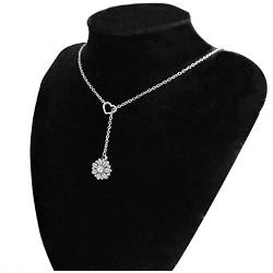 YOUCANDOIT2 Sunflower Garden Flowers Y Necklace Gardener Jewelry Stainless Steel Heart Shaped Initial Letters A-Z