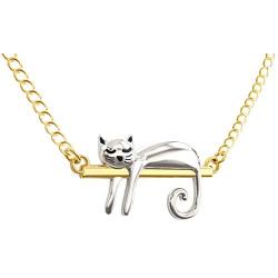 Lazy Cat Necklace – Funny Cats Jewelry – Kitty in Energy Save Mode – Cute Cat Lovers Gift