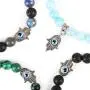 Lava Stone Beads Bracelets, Adjustable Evil Eye Jewelry (4 Pack)