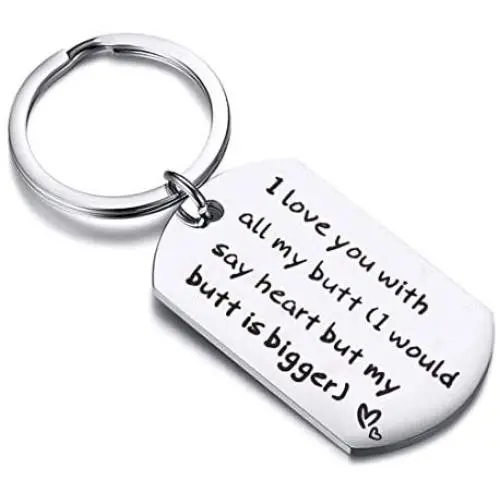 Zuo Bao Funny Keychain I Love You with All My Butt Dog Tag Gift for Best Friends for Boyfriend Girlfriend Zuo Bao Funny Keychain I Love You with All My Butt Dog Tag Gift for Best Friends for Boyfriend Girlfriend