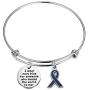 POTIY Blue Ribbon Awareness Charm Colon Cancer Fighter Bracelet Dark Blue Awareness Ribbon Gift Inspirational Bracelet for Cancer Survivor
