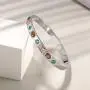 CIUNOFOR Cubic Zirconia Bracelet with 9 Colored Stones for Women Girls Stainless Steel Bangle Silver Rose Gold Plate Tone Wide Band Bracelet CIUNOFOR Cubic Zirconia Bracelet with 9 Colored Stones for Women Girls Stainless Steel Bangle Silver Rose Gold Plate Tone Wide Band Bracelet