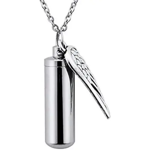 Bluesnow Cylinder Bottle Hollow Wing Urn Keepsake Pendant Necklace Memorial Ash Keychain Cremation Jewelry Bluesnow Cylinder Bottle Hollow Wing Urn Keepsake Pendant Necklace Memorial Ash Keychain Cremation Jewelry