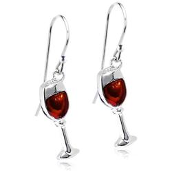 DAMLENG Unique Chic Handmade Stainless Steel Red Wine Glass Dangle Drop Earrings for Women Girls Statement Jewelry Gifts