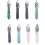 JXMYBA 2Pcs Crystal Necklace for Women Men Energy Healing Crystal Hexagonal Pendant Gemstones Jewelry Pendulum Crystal Divination (18 inStainless Steel Chain,Gift Box