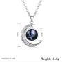 INRENG Stainless Steel Crescent Moon 12 Constellation Zodiac Sign Luminous Pendant Necklace Glow in The Dark