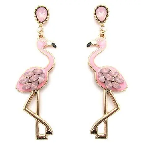 MIXIA Pink Enamel Oil Flamingo Bird Dangle Earrings for Women Hypoallergenic Jewelry Cute Animal Flamingo Crystal Earrings MIXIA Pink Enamel Oil Flamingo Bird Dangle Earrings for Women Hypoallergenic Jewelry Cute Animal Flamingo Crystal Earrings