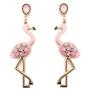 MIXIA Pink Enamel Oil Flamingo Bird Dangle Earrings for Women Hypoallergenic Jewelry Cute Animal Flamingo Crystal Earrings
