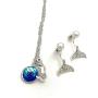 Smiling Wisdom - We Mer-maid to Be Friends Greeting Card Gift Set - Blue Green Scale Mermaid Necklace and Drop Stud Sparkle Earrings Cute Jewelry for Girls, Tween, Teen, Woman Friend - Silver Blue