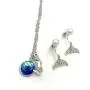 Smiling Wisdom - We Mer-maid to Be Friends Greeting Card Gift Set - Blue Green Scale Mermaid Necklace and Drop Stud Sparkle Earrings Cute Jewelry for Girls, Tween, Teen, Woman Friend - Silver Blue