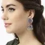 Aheli Antique Boho Oxidized Faux Blue Stone Studded Dangle Jhumki Jhumka Earrings Indian Wedding Bohemian Jewelry for Women