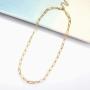 MONOZO Gold Paperclip Chain Necklace for Women, 14k Gold Filled Link Paperclip Chain Choker Necklace Chain Link Bracelet Sets Girls Long Oval Rectangle Chain Paper Clip Link Necklace for Women Girls