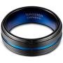 TUSEN JEWELRY Promise Rings 8mm Thin Blue Line Plated Tungsten Ring